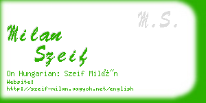 milan szeif business card